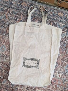 Gucci Cotton Canvas Tote Bag with Logo Panel